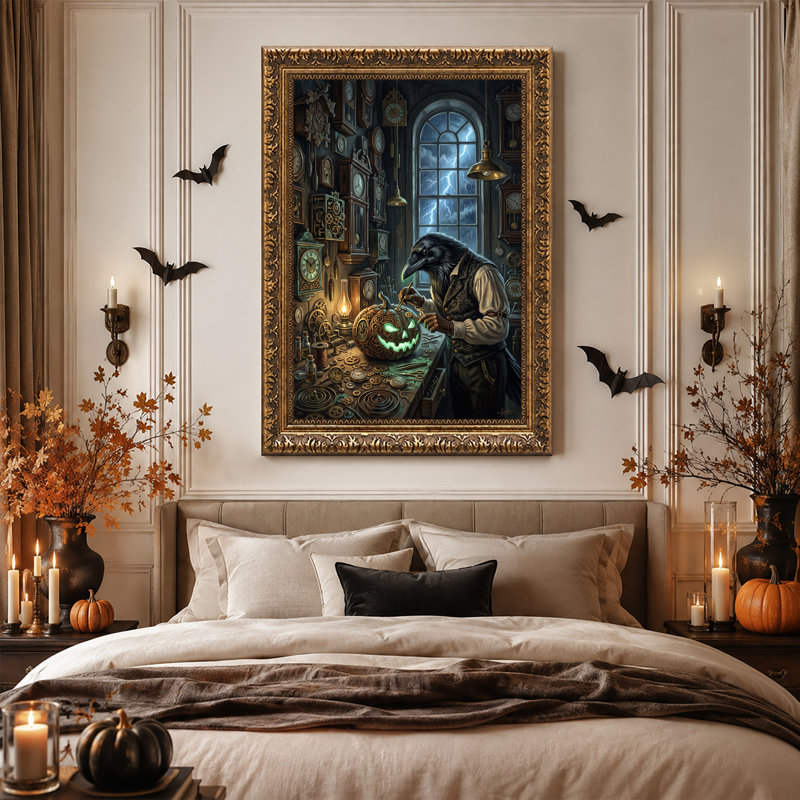 Art mural sur toile Steampunk Raven, 24"H x 16"W