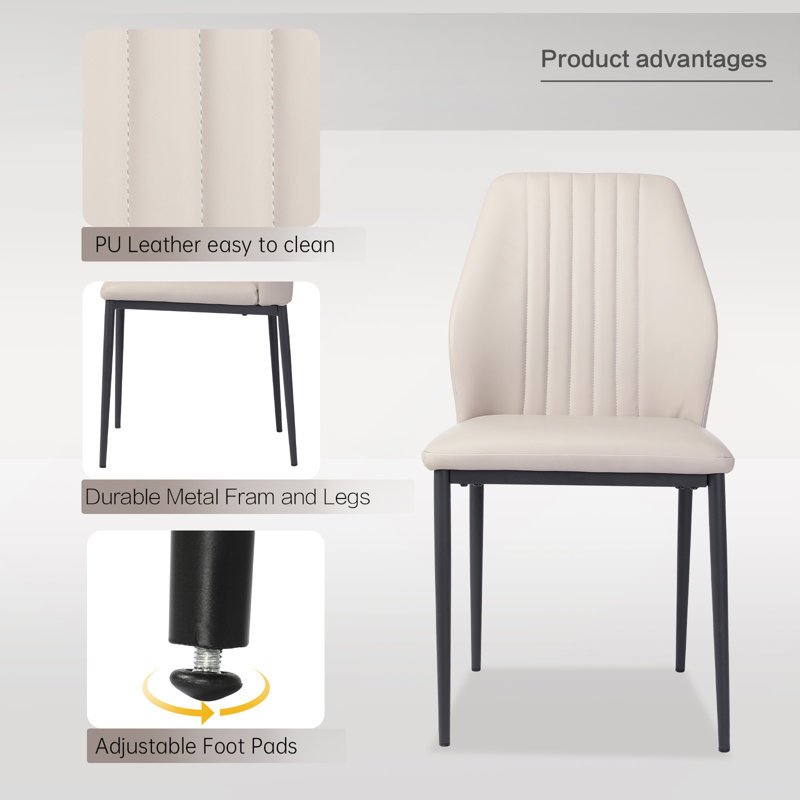 Cotton 35'' Modern Kitchen Dining Chair, Dining Room Chairs with Stable Steel Legs, Upholstered Solid Back Side Chair(Set of 4)