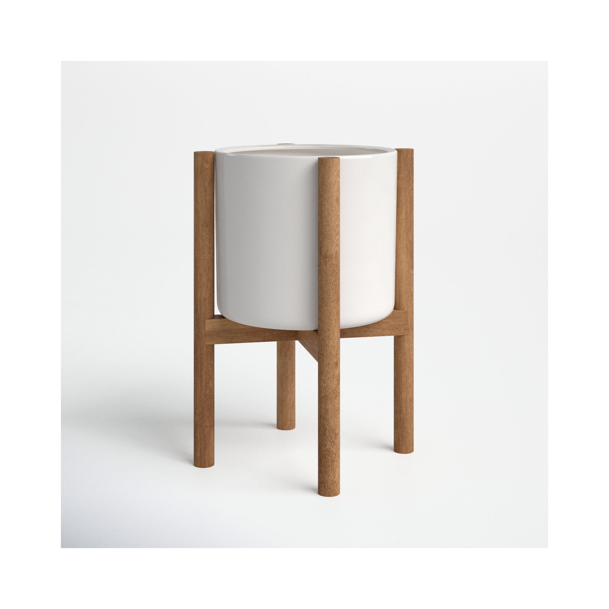 Dominic Pot Planter, White/Special Walnut