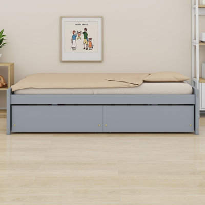 Minimalist Wooden Platform Bed Featuring 2 Built-In Storage Drawers