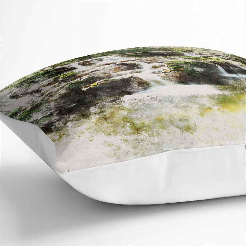 Forest Stream Vol.2 Square Throw Cushion, White, 40cm H x 40cm W x 15cm D