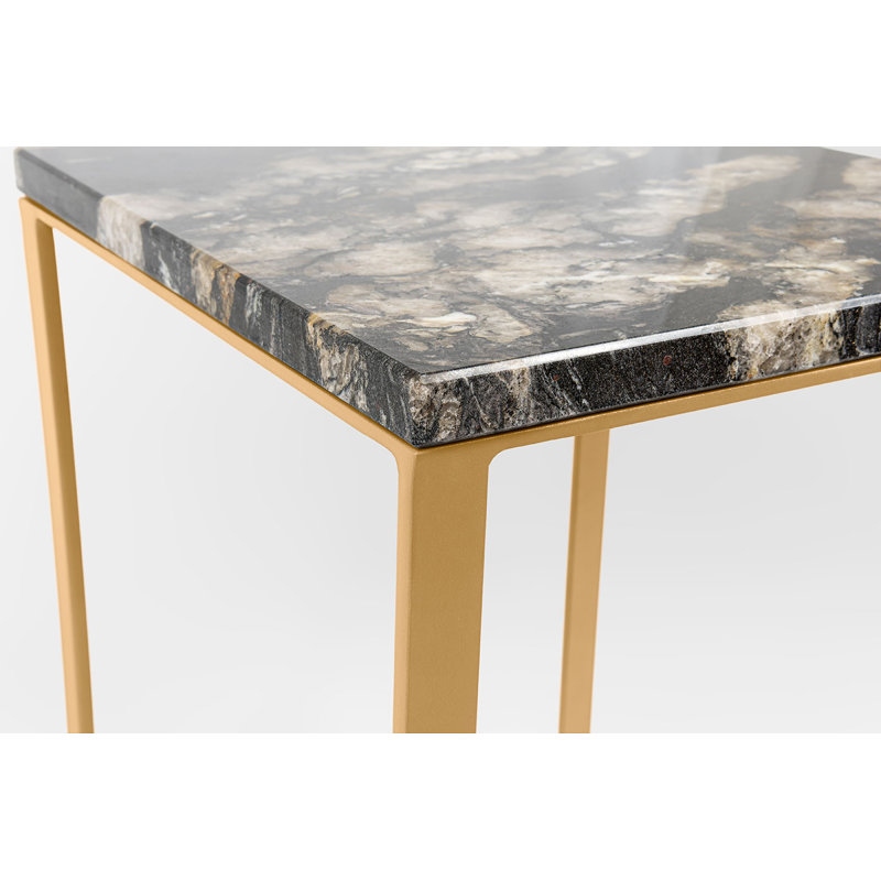 Granite Top Frame Square Side Table, Gold