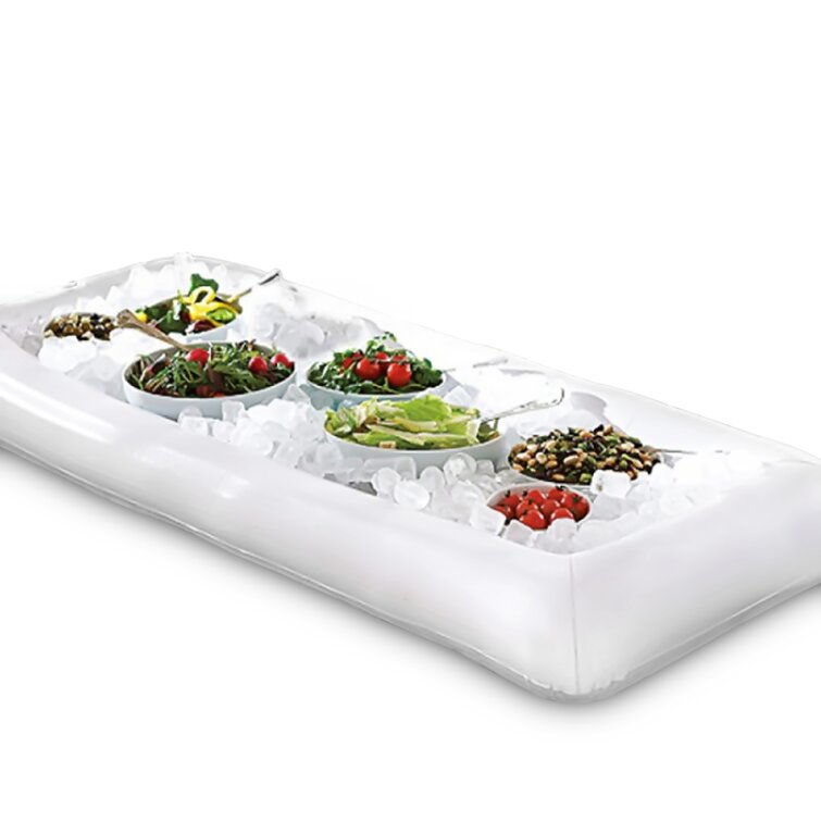 Inflatable salad bar keeps party foods cold