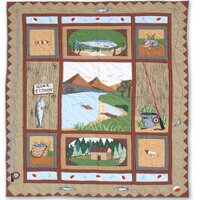 Gone Fishing Single Reversible Quilt -  Patch Magic, QTGOFI