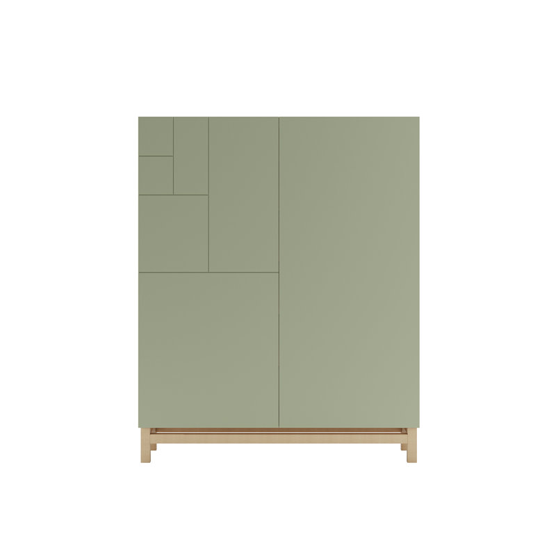 18 Pair Shoe Storage Cabinet, Green/Light Oak