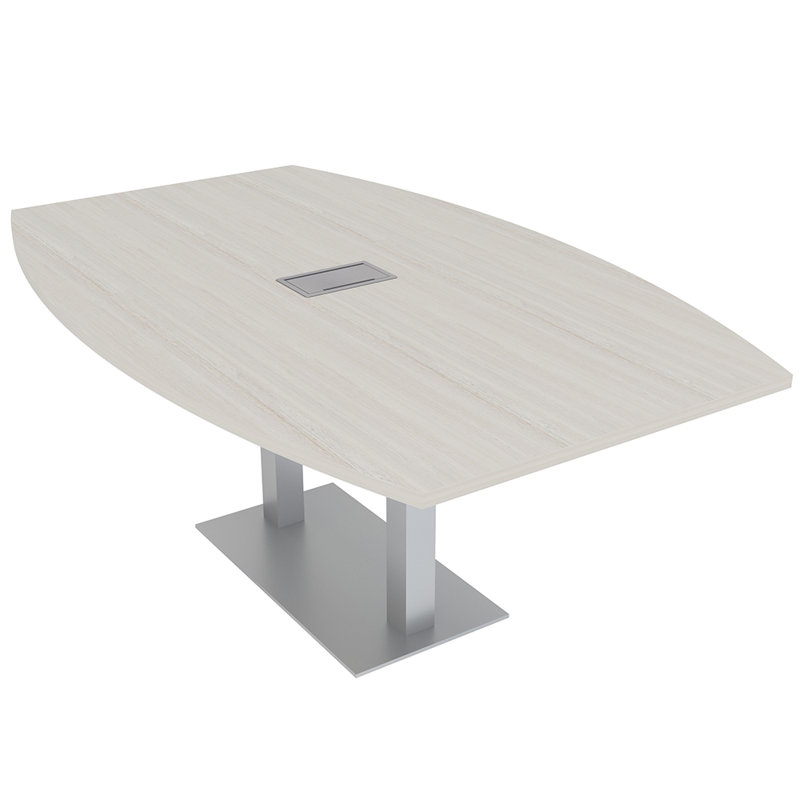 Table de conférence en forme de bateau avec base en métal double | Unité électrique, Argent argent, Sel Lakeland