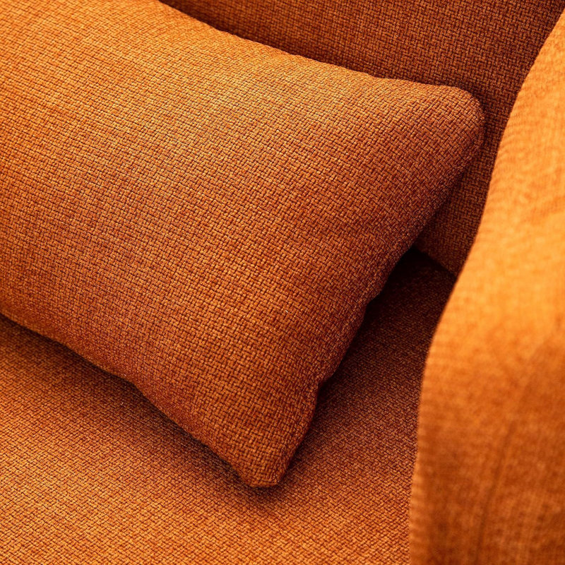 51.2" Oversized Recliner Chair Upholstered Sofa With Storage Ottoman, Orange