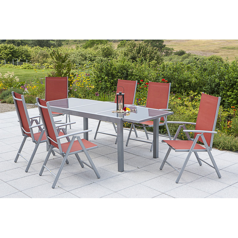 Brayton 6 - Person Patio Dining Set with Rectangular Table, Terracotta
