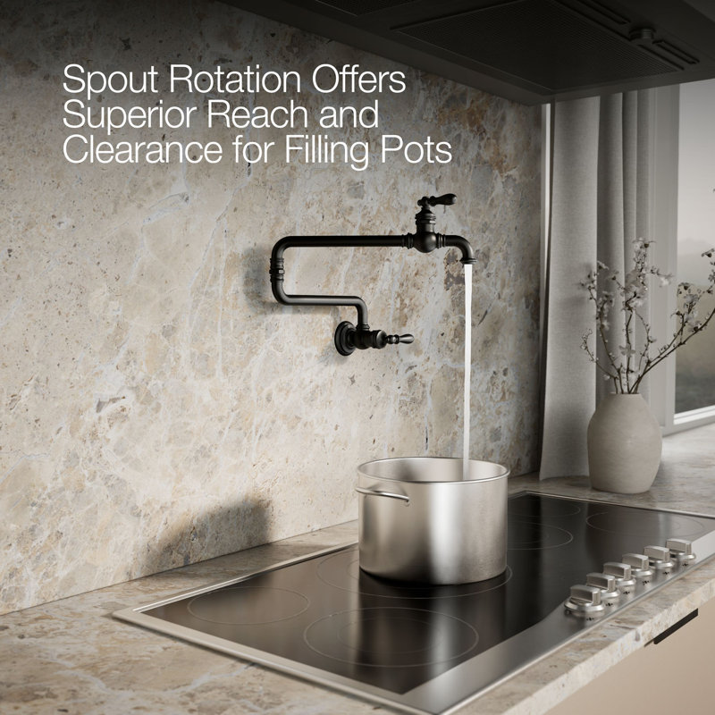 Artifacts® Single-Hole Wall-Mount Pot Filler, Matte Black