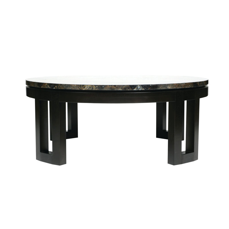 Kan Solid Wood Coffee Table, Gray Penshell, Espresso