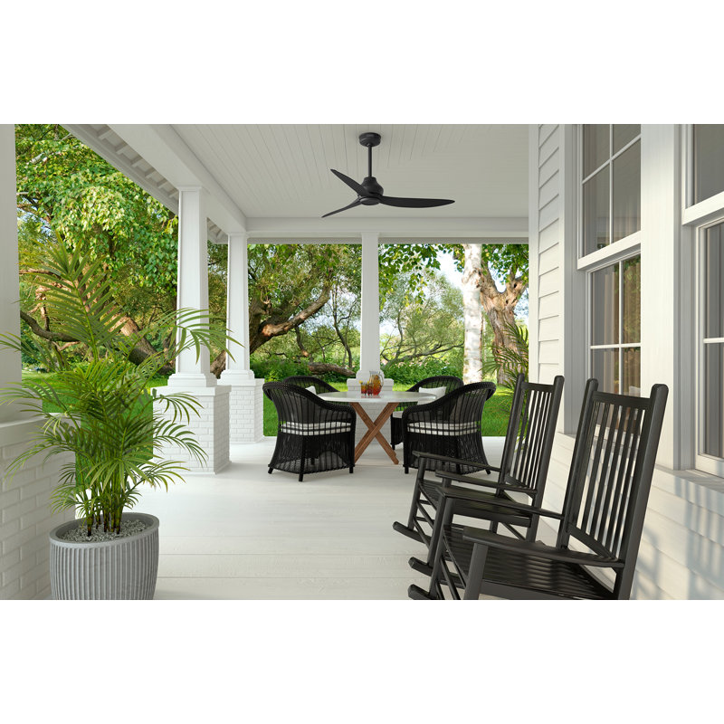 Hunter 52 Inch Mazzini ENERGY STAR® Damp Rated Ceiling Fan With Remote, Matte Black