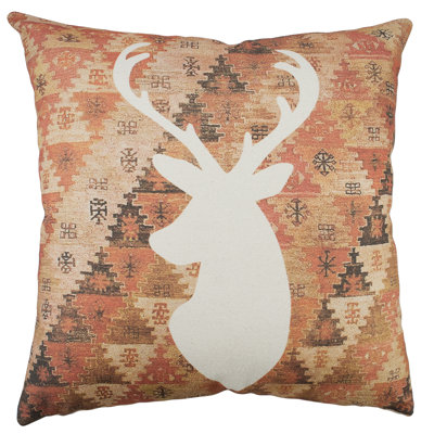 Deer Cotton Reversible Throw Pillow