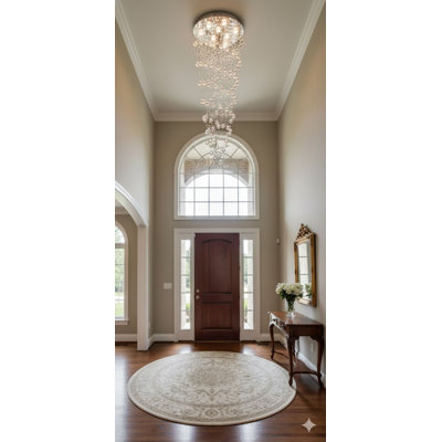 7 Light Double Swirl Crystal Drop Chandelier