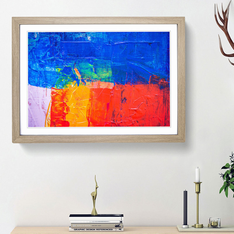 Abstract Art Painting Vol.195 by S.Johnson - Framed Print, 62cm H x 87cm W x 2cm D, Oak Framed