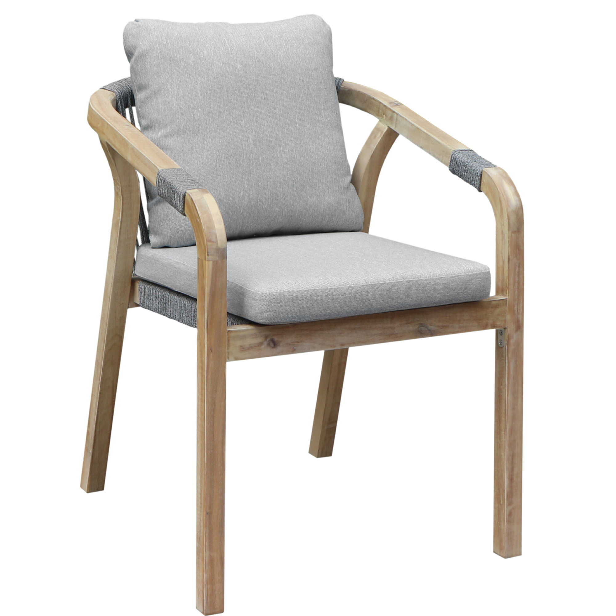 Joly 33" Outdoor Dining Armchair with Cushion, Gray