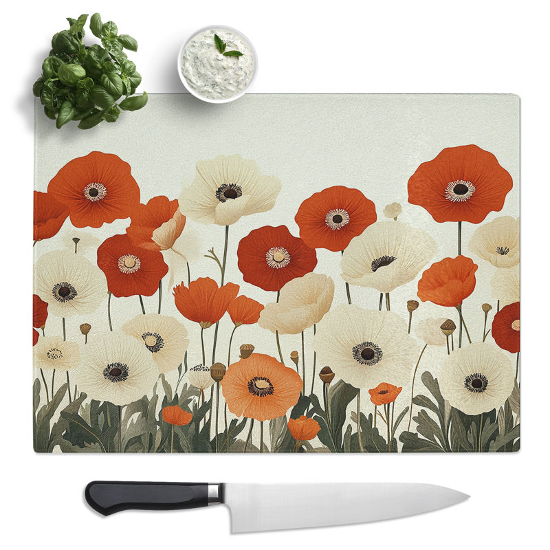 Wildflowers  Glass Chopping Board