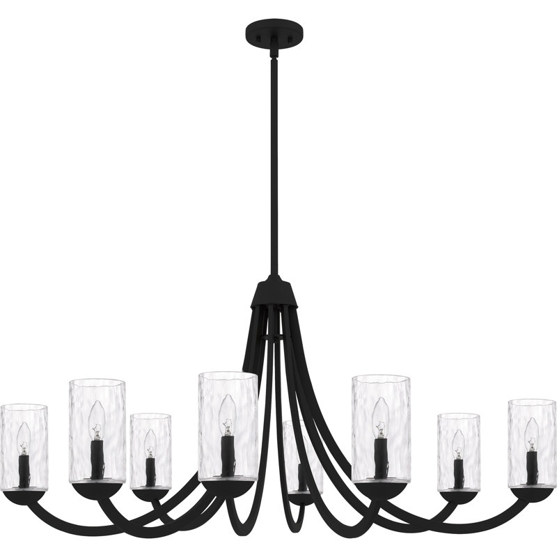 Lustre 8 lumières Allard, H 22 po x l 45 po x P 45 po, Noir mat, 8 lumières