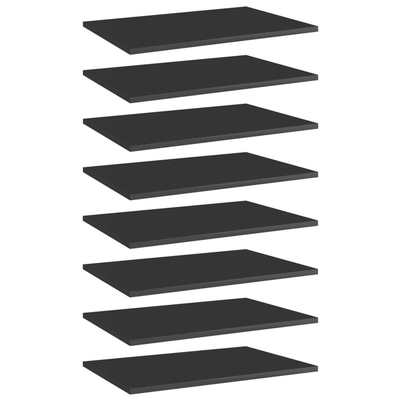 Tablettes pour bibliothèque 8 pièces en bois d'ingénierie, Noir très lustré