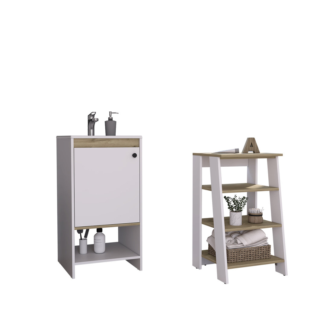 Set Malaga, Z 44 Low Organizer + Floor Standing Bathroom Cabinet With Hand Wash Basin