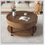 Table basse ronde moderne avec rangement double, compartiment caché et pieds réglables pour le salon-1853793018