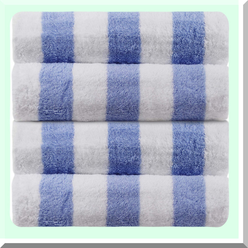 Azure Bliss Luxury Spa Towels - Set of 4, 100% Cotton, Perfect for Pool & Beach