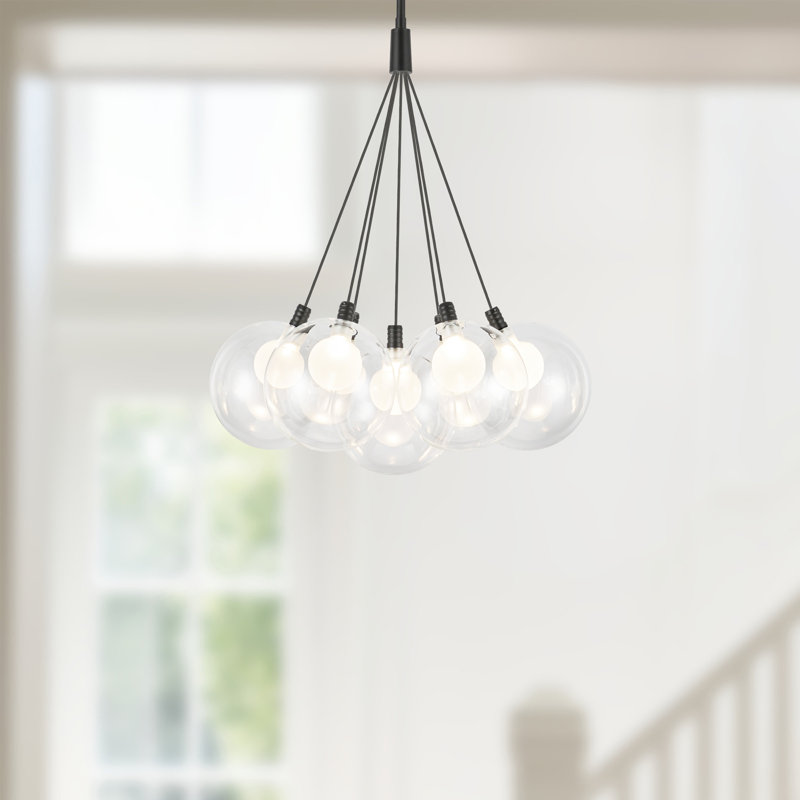 Bolla Steel LED Chandelier, 7, Black, 18" H x 16.5" W x 16.5" D