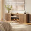 Meuble télé incurvé Westmont de 102 po avec foyer de 36 po de couleur camel-1683341743