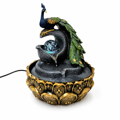 Fontaine décorative de table avec lumière DEL Regal Peacock Glowing Orb
