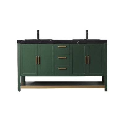 Maumelle 60â Forest Green Freestanding Modern Bathroom Vanity (white Countertop) -  The Twillery Co.Â®, B4F27BE91F384C3B87ED85DA5CCA75CC