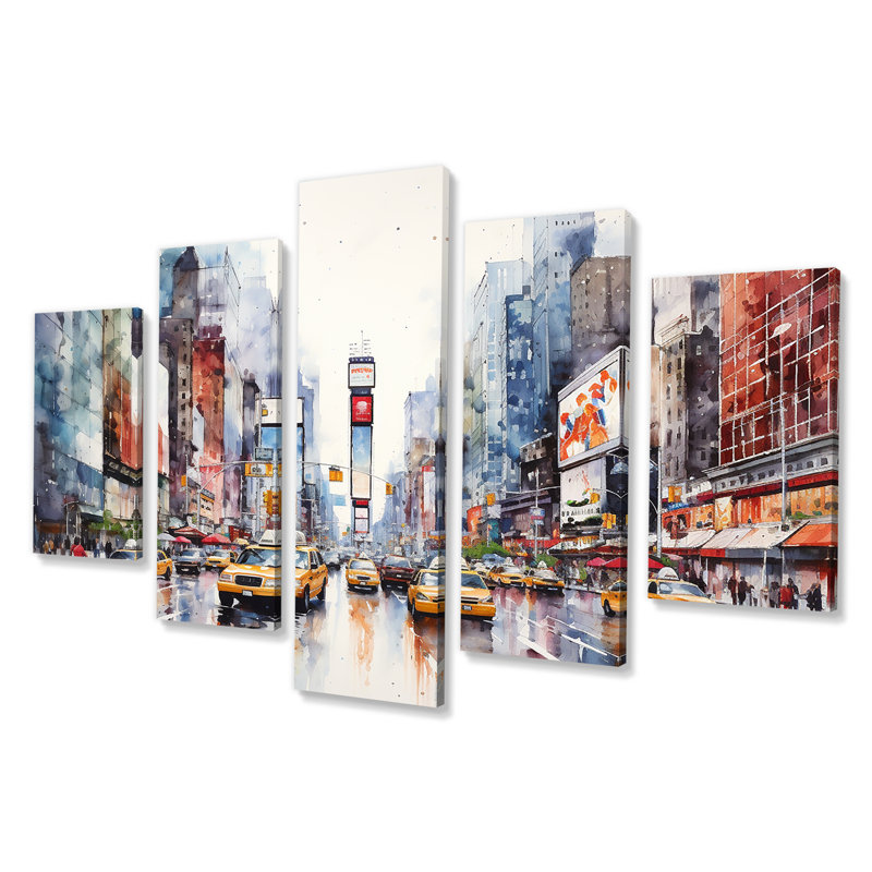 «Times Square New York Cityscape I», ensemble d'art mural multi-panneaux New York