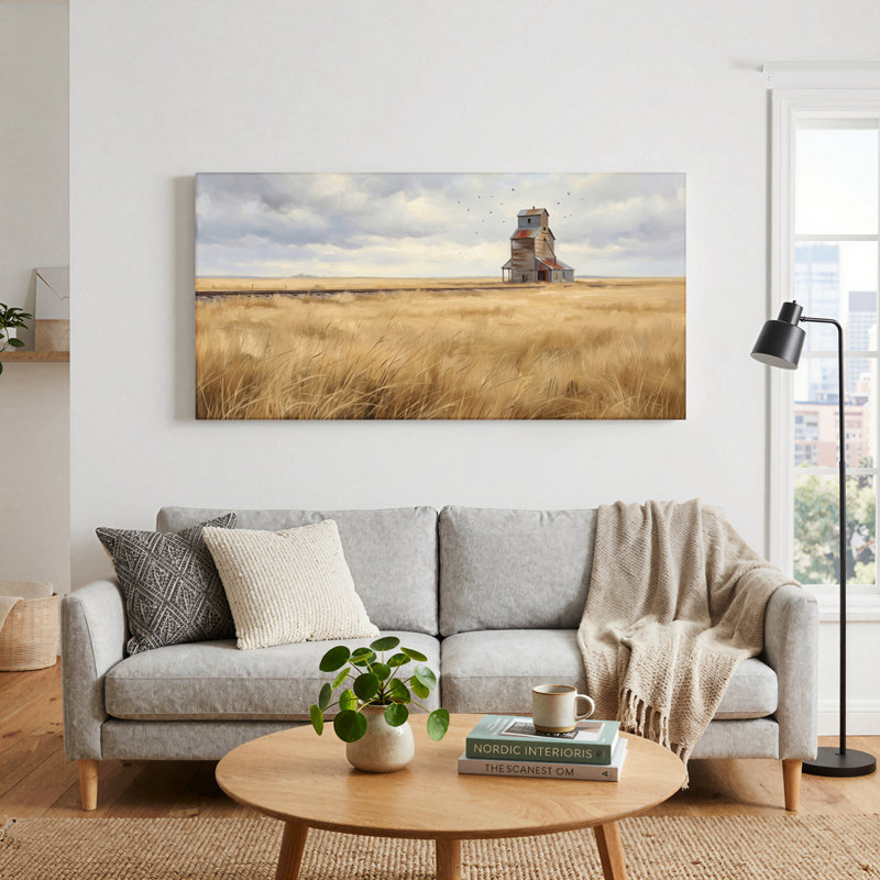 Ensemble de 1 tableau sur toile « Champ doré », L 40 po x H 20 po, Wrapped Canvas