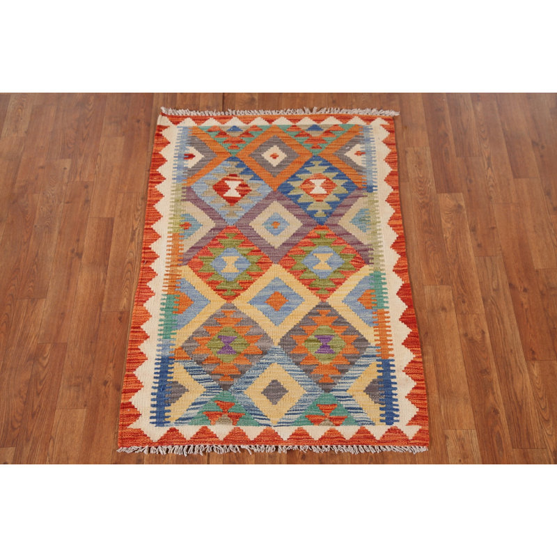 Multolor Wool Kilim Oriental Accent Rug 3x4