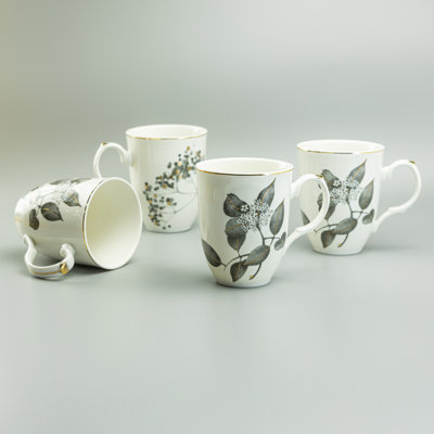 Black Leave Porcelain Coffee Mug