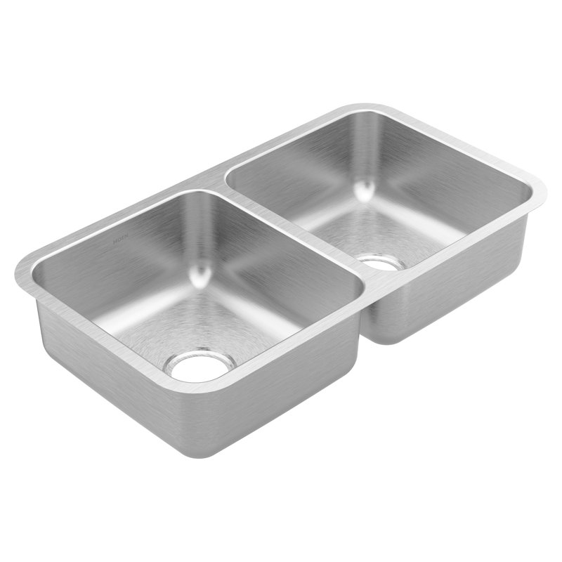 Prep 2000 Series Stainless Steel Undermount 32.38" x 18.13" x 7" Double Bowl Kitchen Sink