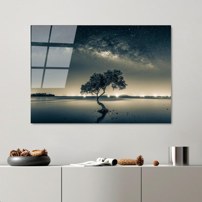 Élégante peinture décorative en verre trempé de 19,7 po x 27,6 po | 100% verre trempé, épaisseur: 0,16 pouce | Parfait pour la décoration intérieure, le salon et le bureau | Superbe œuvre d'art avec une esthétique moderne