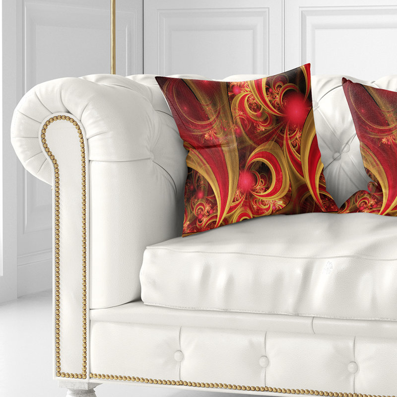 Motif rose fractal symétrique - coussin imprimé floral, 18 po x 18 po, Coussin décoratif