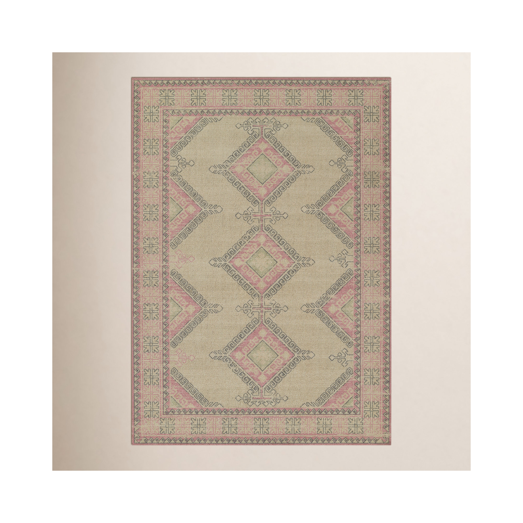 Aldona Pink/Brown Rug, Rectangle 6'6" x 9'