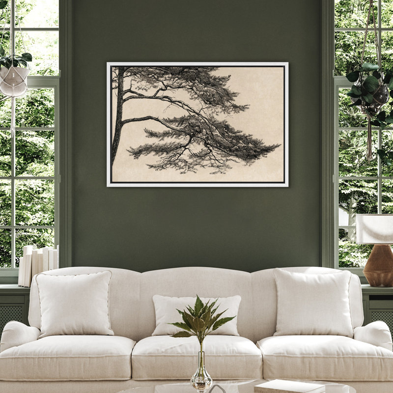 Pin, reproduction d'art sur toile, décor botanique rétro pour bureau ou bibliothèque, H 16 po x l 24 po, Blanc