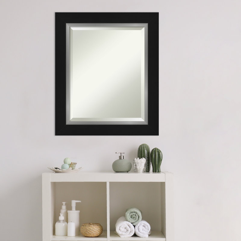 Quade Mirror, 25" x 21", Satin Black/Silver
