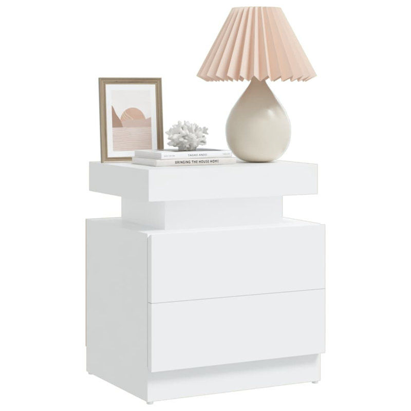Bedside Cabinet 45x35x52 cm Engineered Wood, White, White