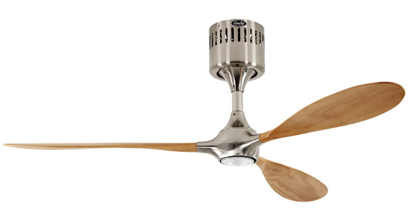 Yoselin 132cm Ceiling Fan with Light Kit, Brushed Chrome/Milled Beech
