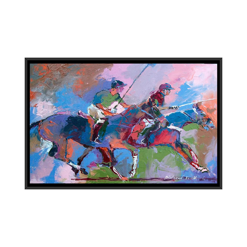 «Polo» par Richard Wallich, reproduction d'art sur toile, H 18 po x l 26 po x P 1,5 po, Toile avec cadre flottant noir