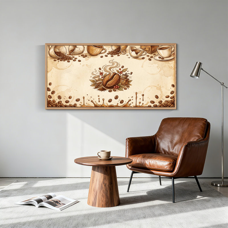 Tableau encadré sur toile « Grains de café », 1 pièce, 122 x 61 cm, 48 x 24 pouces