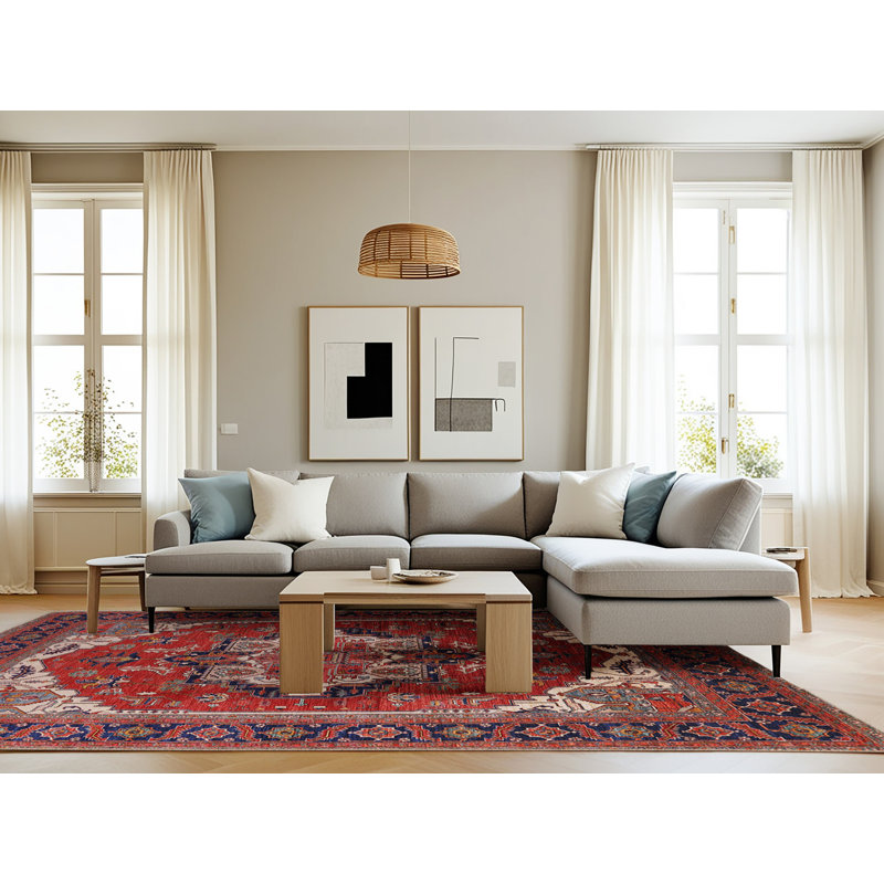 Tapis 100% Mid-Century moderne lavable à la machine 2355, Rectangle 8 pi x 12 pi