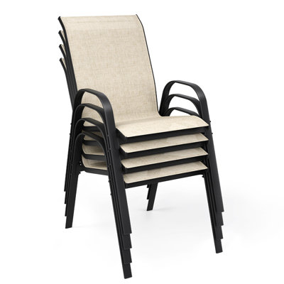 Chaise de salle à manger d'extérieur en métal thermolaqué (ensemble de 4)