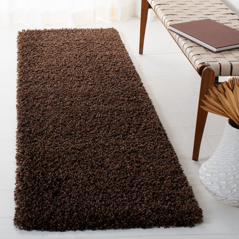 Tapis performance à poil long de couleur unie Vandoren, Chocolate, Tapis de couloir 2 pi 3 po x 7 pi