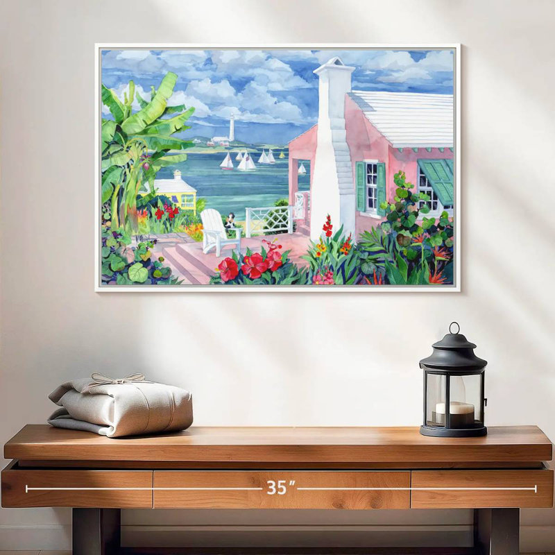 Bermuda Cove, 25 po x 17 po, Cadre flottant blanc