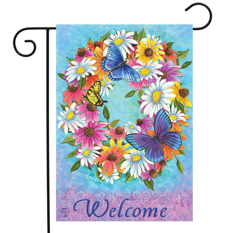 Butterfly Wreath Spring Garden Flag
