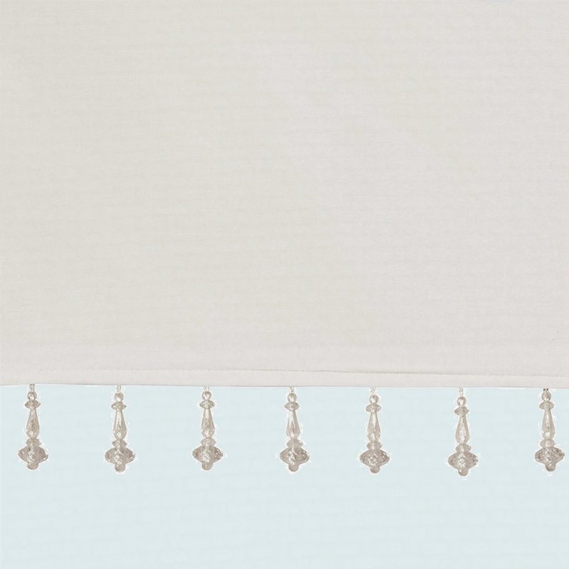 Lightweight Faux Silk Valance With Beads 50X26", White