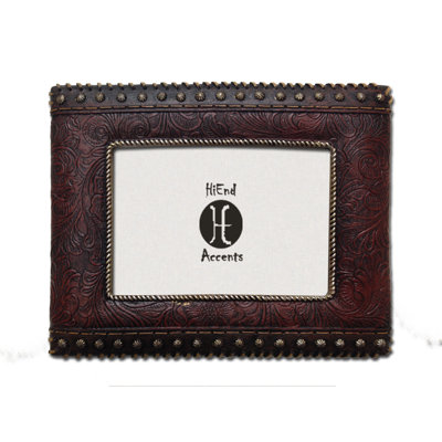 Tooled Brown Leather Picture Frame